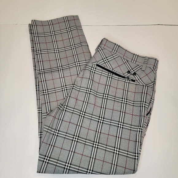 Tailored Recreation Premium Plaid Trouser Pants Black Gray SIZE 35-28 - Picture 2 of 15